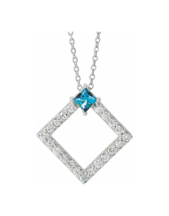 Birthstone Necklace, Diamond Accented Geometric Style - 86890