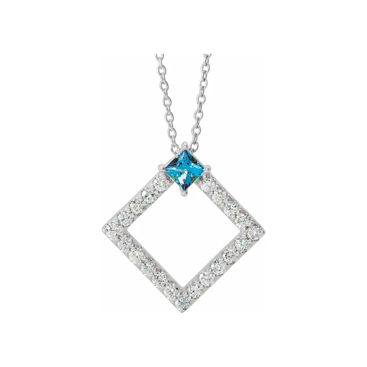 Birthstone Necklace, Diamond Accented Geometric Style - 86890