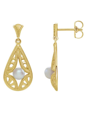 Vintage-Inspired Pearl Dangle Earrings 86932