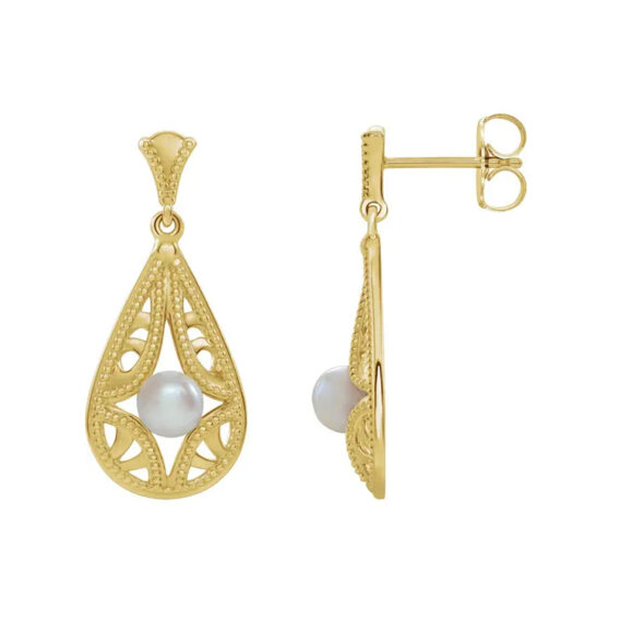 Vintage-Inspired Pearl Dangle Earrings 86932