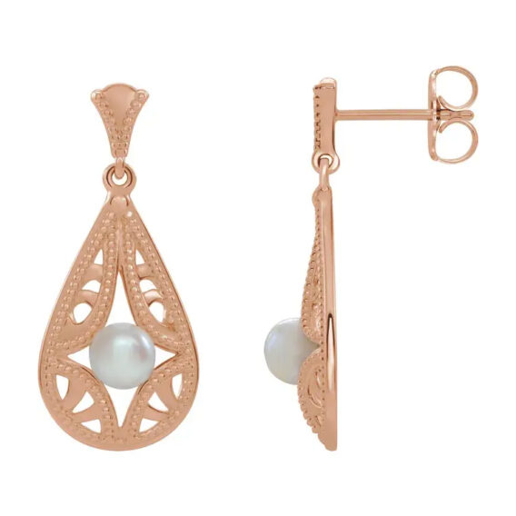 Vintage-Inspired Pearl Dangle Earrings 86932 - Image 4