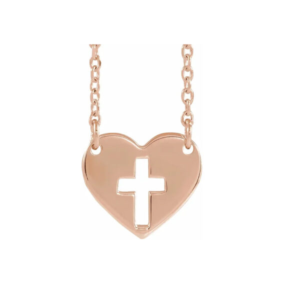 Heart Cross Necklace  - 86621 - Image 3