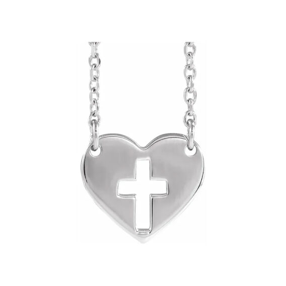 Heart Cross Necklace  - 86621 - Image 4