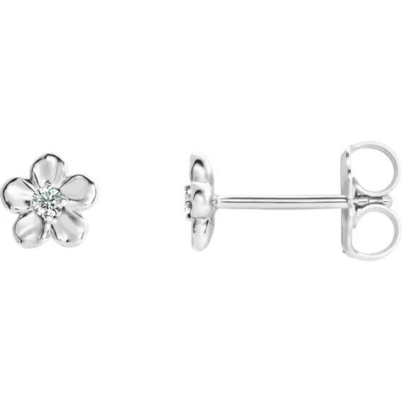 Youth Flower Birthstone Stud Earrings  - 86737 - Image 5