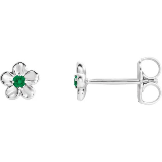 Youth Flower Birthstone Stud Earrings  - 86737 - Image 6