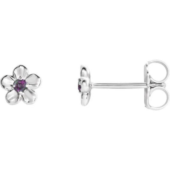 Youth Flower Birthstone Stud Earrings  - 86737 - Image 7