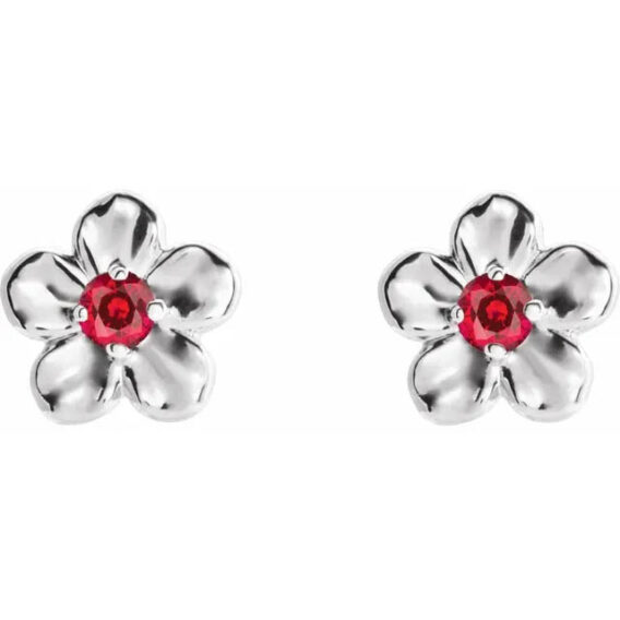 Youth Flower Birthstone Stud Earrings  - 86737 - Image 8