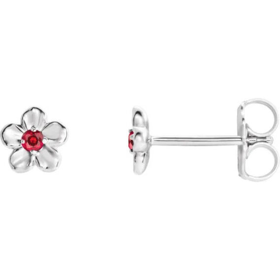 Youth Flower Birthstone Stud Earrings  - 86737 - Image 9
