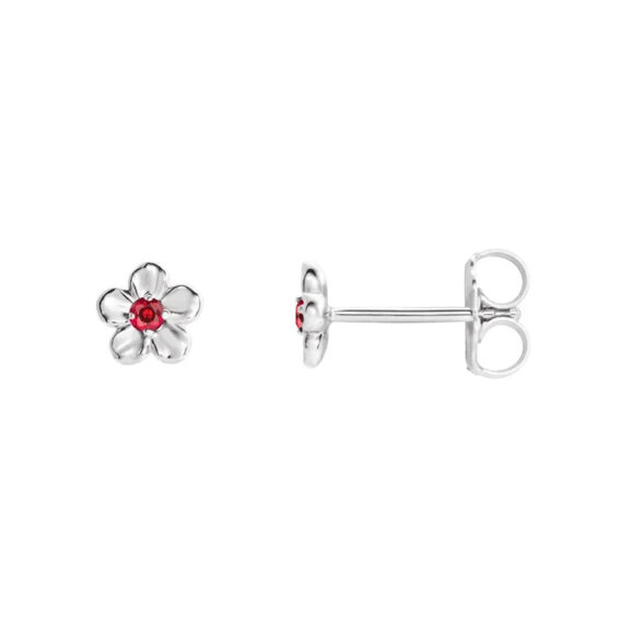 Youth Flower Birthstone Stud Earrings  - 86737