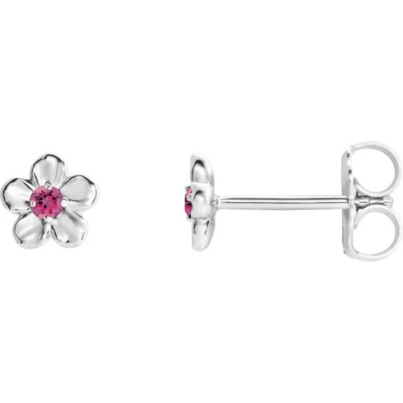 Youth Flower Birthstone Stud Earrings  - 86737 - Image 11