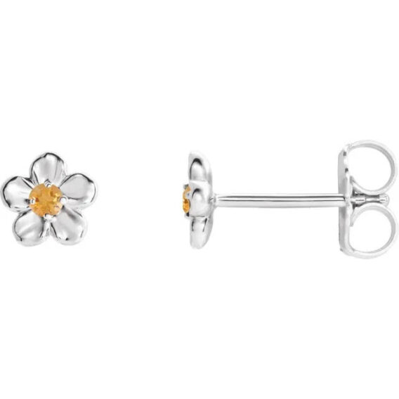 Youth Flower Birthstone Stud Earrings  - 86737 - Image 12