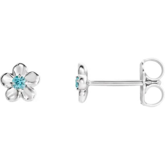 Youth Flower Birthstone Stud Earrings  - 86737 - Image 13