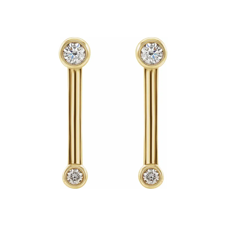 Drop Earrings, Diamond Bar Style - 87007 - Image 2