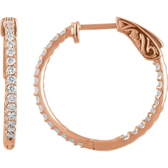 Diamond Hoop Earrings 650183 - Image 5