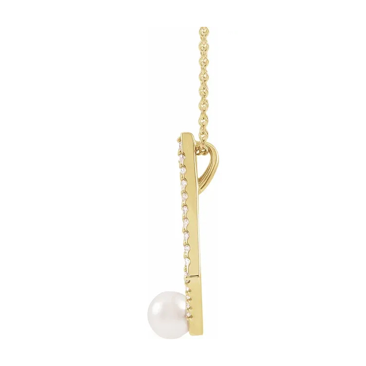 Geometric Diamond and Pearl Necklace - 86999 POPULAR CHOICE - Image 4