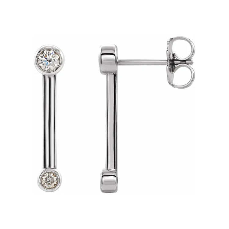 Drop Earrings, Diamond Bar Style - 87007 - Image 3