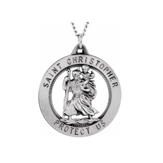 Round St. Christopher Medal, Pendant or Necklace - R16382 POPULAR CHOICE - Image 3