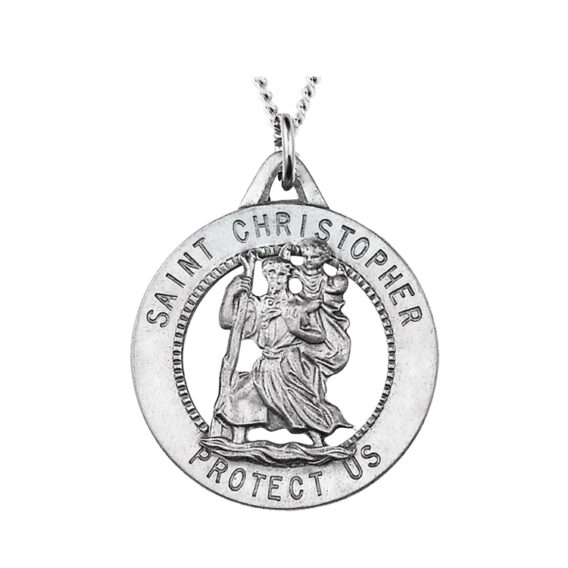 Round St. Christopher Medal, Pendant or Necklace - R16382 POPULAR CHOICE - Image 4