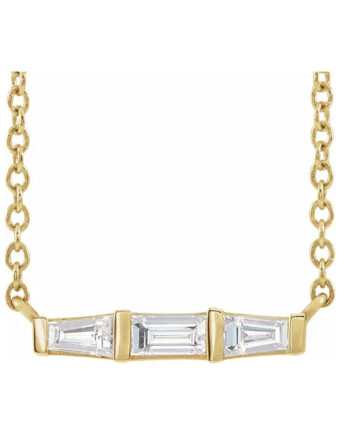 Bar Necklace, Three-Stone Diamond Style - 87000