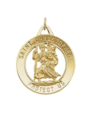 Round St. Christopher Medal, Pendant or Necklace - R16382 POPULAR CHOICE