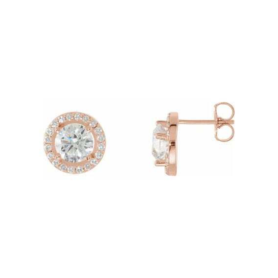 Diamond Earrings, Halo-Style Drop Earrings - 28308 - Image 3