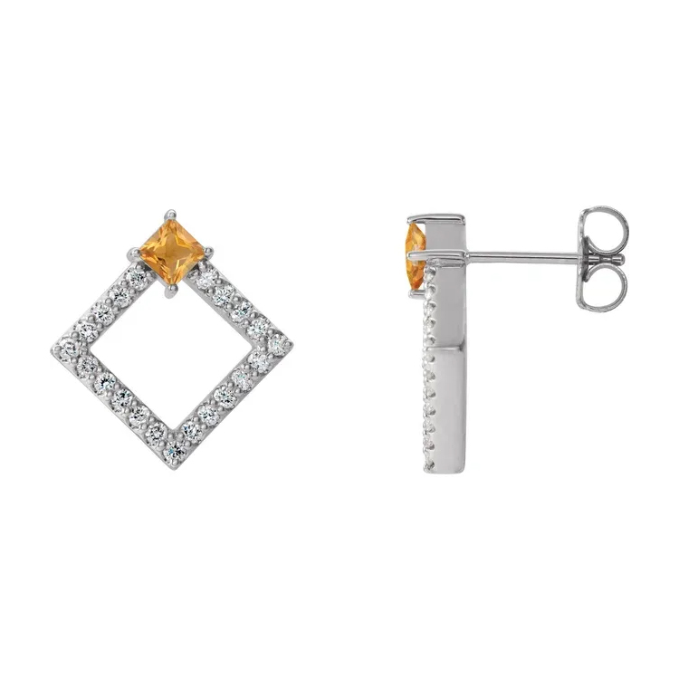 Drop Earrings, Diamond and Gemstone Style - 86889 - Image 2