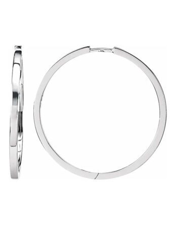 Sterling Silver Hoop Earrings, Hinged Square Tube Hoop - 85187