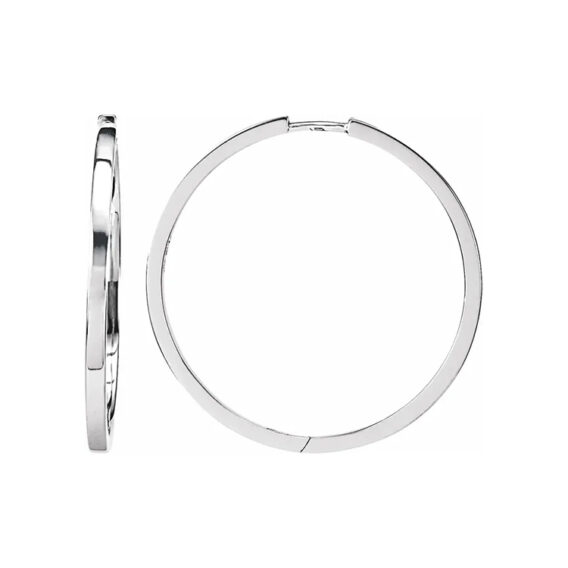 Sterling Silver Hoop Earrings, Hinged Square Tube Hoop - 85187