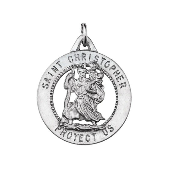 Round St. Christopher Medal, Pendant or Necklace - R16382 POPULAR CHOICE - Image 5