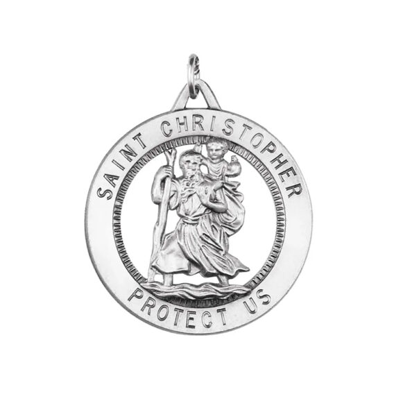 Round St. Christopher Medal, Pendant or Necklace - R16382 POPULAR CHOICE - Image 6