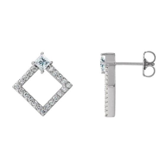 Drop Earrings, Diamond and Gemstone Style - 86889 - Image 3