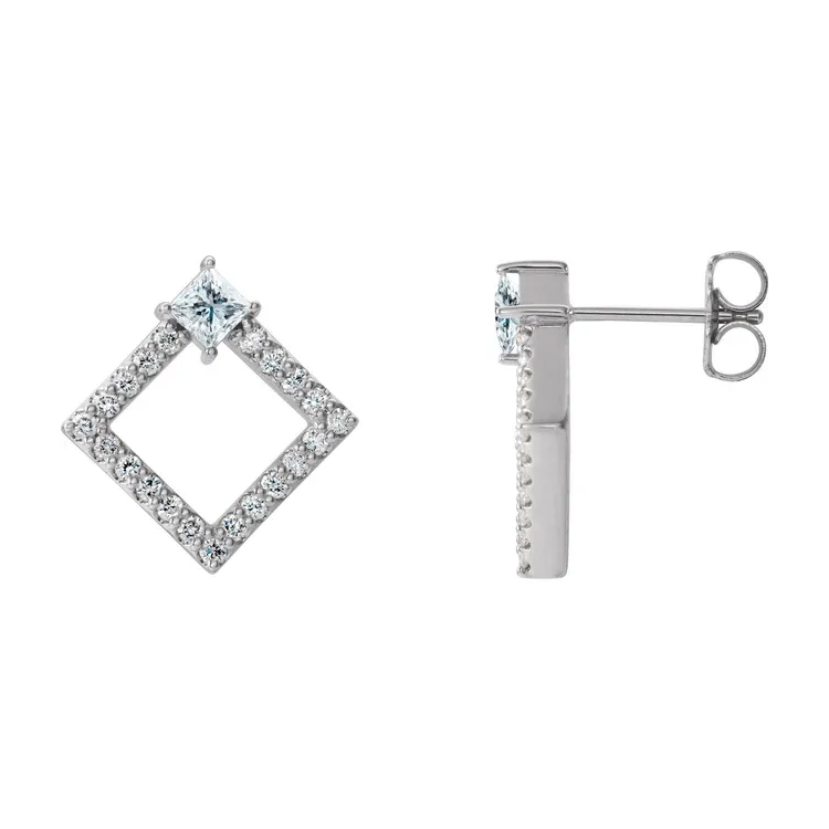 Drop Earrings, Diamond and Gemstone Style - 86889 - Image 4