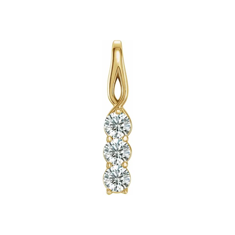 Diamond Pendant, Three-Stone Style - 85982 - Image 4