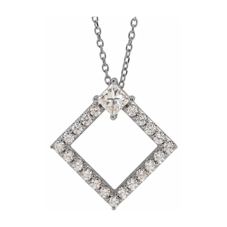 Birthstone Necklace, Diamond Accented Geometric Style - 86890 - Image 3