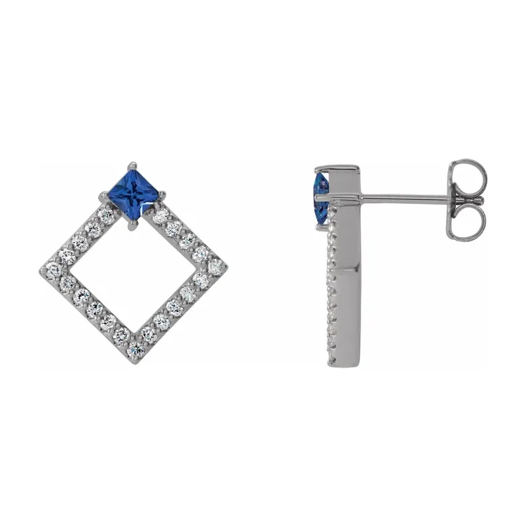 Drop Earrings, Diamond and Gemstone Style - 86889 - Image 6