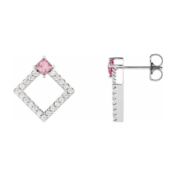 Drop Earrings, Diamond and Gemstone Style - 86889 - Image 8