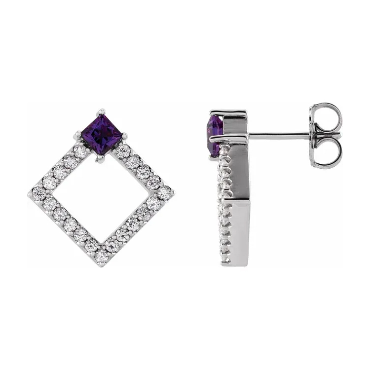 Drop Earrings, Diamond and Gemstone Style - 86889 - Image 9