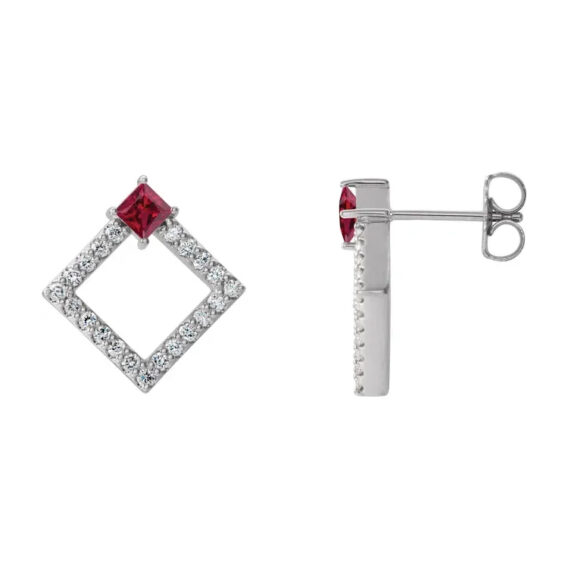 Drop Earrings, Diamond and Gemstone Style - 86889 - Image 10