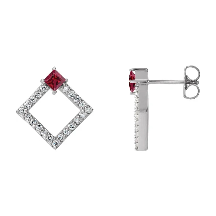 Drop Earrings, Diamond and Gemstone Style - 86889 - Image 10