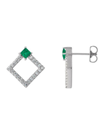 Drop Earrings, Diamond and Gemstone Style - 86889