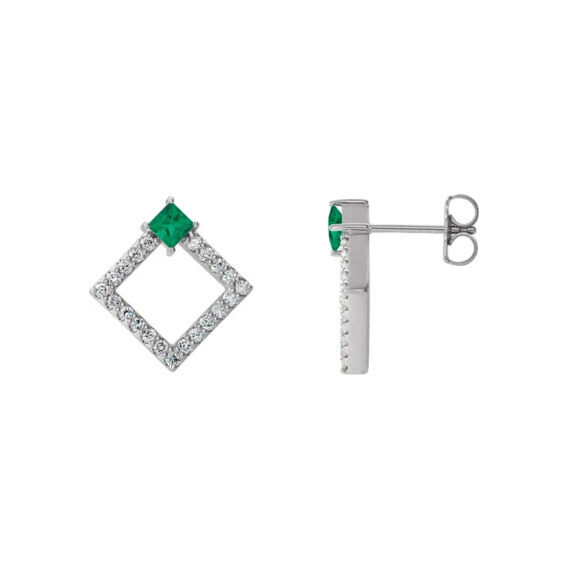Drop Earrings, Diamond and Gemstone Style - 86889
