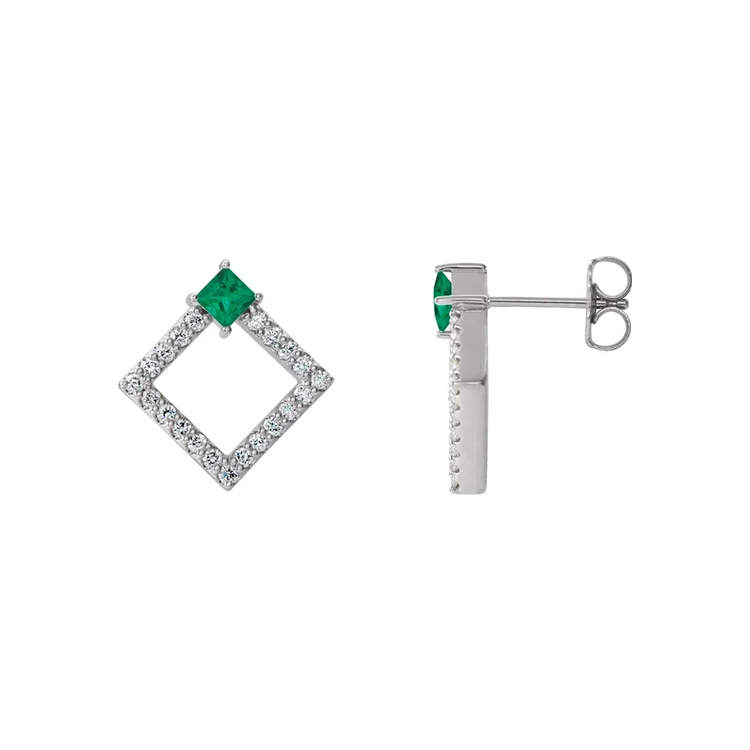 Drop Earrings, Diamond and Gemstone Style - 86889
