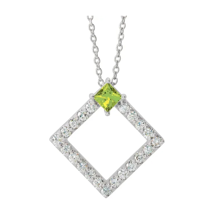 Birthstone Necklace, Diamond Accented Geometric Style - 86890 - Image 11