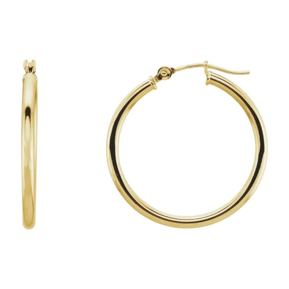 Hoop Earrings, Hollow Tube Hoops - 20270 - Image 4
