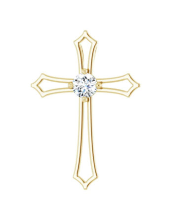 Cross Pendant, With Solitaire Diamond - R42338