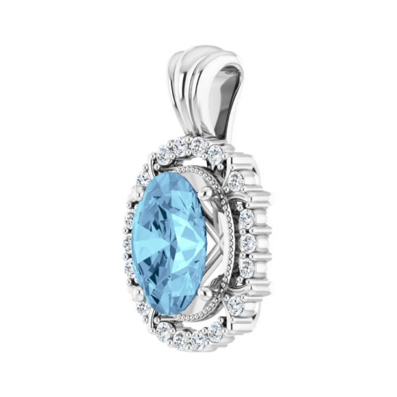 Pendant, Aquamarine with Diamond Halo-Style - 86723 - Image 3