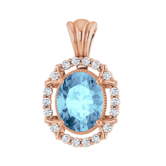 Pendant, Aquamarine with Diamond Halo-Style - 86723 - Image 4