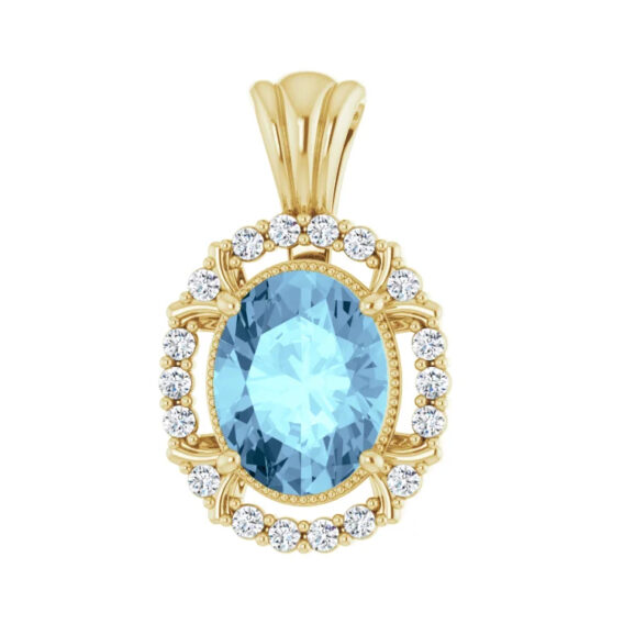 Pendant, Aquamarine with Diamond Halo-Style - 86723 - Image 5