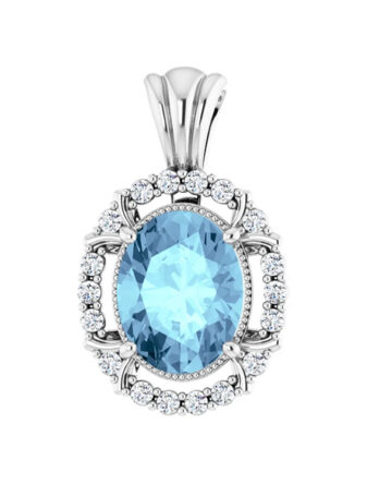 Pendant, Aquamarine with Diamond Halo-Style - 86723