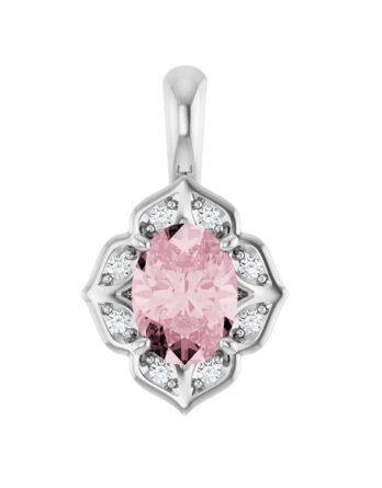 Halo-Style Diamond and Pink Morganite Pendant 86762